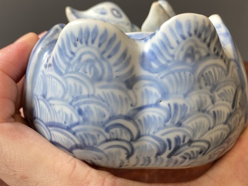 Compte-gouttes en forme de canards jumeaux en porcelaine de Chine en bleu et blanc, Ming