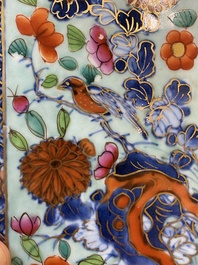 A pair of Chinese blue and white square flasks with European overdecoration, Kangxi