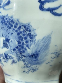 Een Chinese blauw-witte wijnkan met kylins, Transitie periode