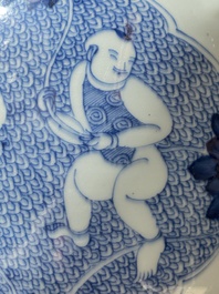 A Chinese blue and white 'Hehe Erxian' jar, Kangxi