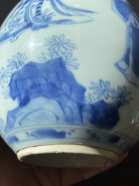 A Chinese blue and white pear-shaped 'narrative subject' vase, Kangxi