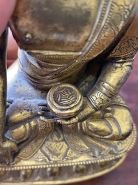 Bouddha de M&eacute;decine ou Bhaishajyaguru en bronze dor&eacute;, Sino-Tibet, 16&egrave;me
