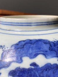 Een Chinese blauw-witte 'Acht onsterfelijken' kom, Wanli merk en periode