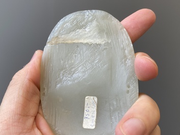 Vijf Chinese riemornamenten in witte jade, Qing