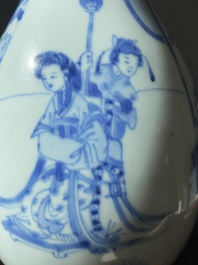 A Chinese blue and white pear-shaped 'narrative subject' vase, Kangxi