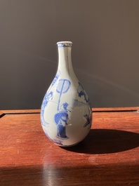 A Chinese blue and white pear-shaped 'narrative subject' vase, Kangxi