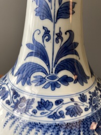 A Chinese blue and white bottle vase, Transitional period