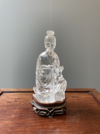 Grande sculpture de Lan Caihe en cristal de roche, Chine, 19&egrave;me