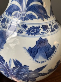 A Chinese blue and white bottle vase, Transitional period
