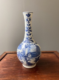 A Chinese blue and white bottle vase, Transitional period