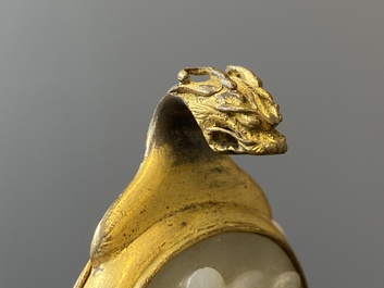 Vijf Chinese riemornamenten in witte jade, Qing