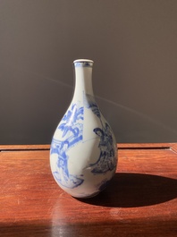 A Chinese blue and white pear-shaped 'narrative subject' vase, Kangxi