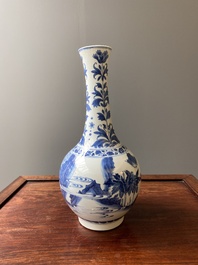 A Chinese blue and white bottle vase, Transitional period