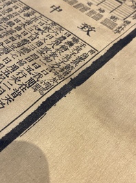 D'apr&egrave;s Lu Anshi (Chine, active 17/18&egrave;me): Une carte de la Chine unifi&eacute;e sous les Qing, encre rouge et noire sur soie, dat&eacute;e 1722