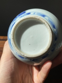 A Chinese blue and white pear-shaped 'narrative subject' vase, Kangxi