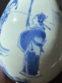 A Chinese blue and white pear-shaped 'narrative subject' vase, Kangxi