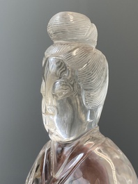 Grande sculpture de Lan Caihe en cristal de roche, Chine, 19&egrave;me