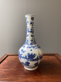 A Chinese blue and white bottle vase, Transitional period