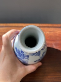 A Chinese blue and white pear-shaped 'narrative subject' vase, Kangxi