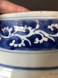 A large Chinese blue and white 'Immortals' vase, Transitional period