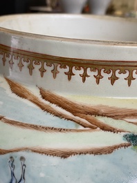 A large Chinese famille rose 'fox hunt' bowl, Qianlong
