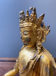 Statuette de Bouddha Shakyamuni en bronze dor&eacute;, Chine, 15/16&egrave;me