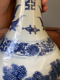 A Chinese blue and white bottle vase, Transitional period