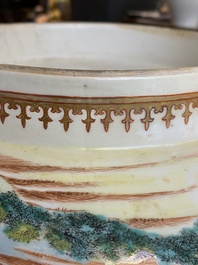 A large Chinese famille rose 'fox hunt' bowl, Qianlong
