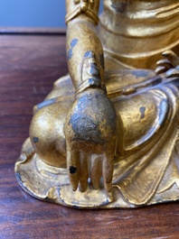 Statuette de Bouddha Shakyamuni en bronze dor&eacute;, Chine, 15/16&egrave;me