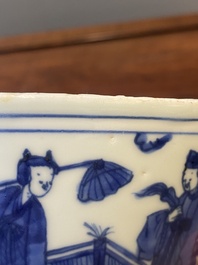 Een Chinese blauw-witte 'Acht onsterfelijken' kom, Jiajing merk en periode