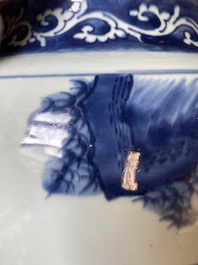 A large Chinese blue and white 'Immortals' vase, Transitional period