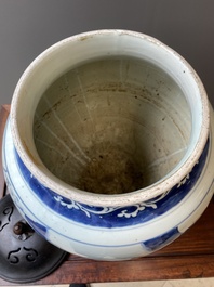 A large Chinese blue and white 'Immortals' vase, Transitional period