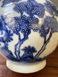 A Chinese blue and white bottle vase, Transitional period