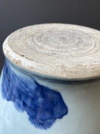 A large Chinese blue and white 'Immortals' vase, Transitional period