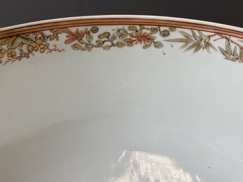A large Chinese famille rose 'fox hunt' bowl, Qianlong