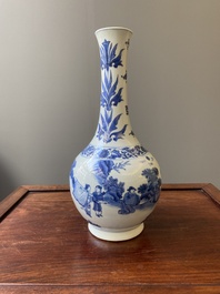 A Chinese blue and white bottle vase, Transitional period