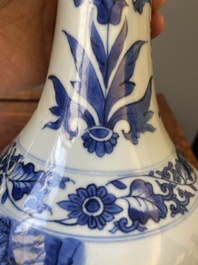 A Chinese blue and white bottle vase, Transitional period