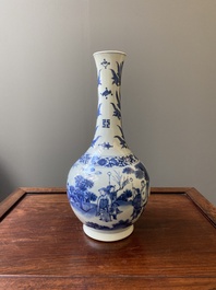 A Chinese blue and white bottle vase, Transitional period