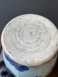 A large Chinese blue and white 'Immortals' vase, Transitional period