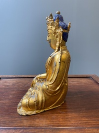 Statuette de Bouddha Shakyamuni en bronze dor&eacute;, Chine, 15/16&egrave;me