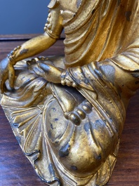 Statuette de Bouddha Shakyamuni en bronze dor&eacute;, Chine, 15/16&egrave;me