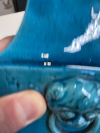 A Chinese monochrome turquoise-glazed square vase, Kangxi