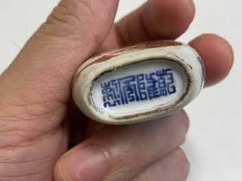 Four Chinese famille rose and verte snuff bottles, 19th C.