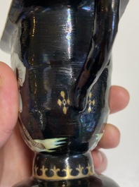 A rare Chinese black-ground enamelled ewer with Ottoman musicians, Qianlong