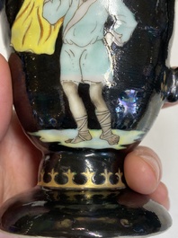 A rare Chinese black-ground enamelled ewer with Ottoman musicians, Qianlong