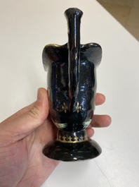 A rare Chinese black-ground enamelled ewer with Ottoman musicians, Qianlong