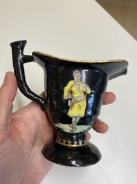 A rare Chinese black-ground enamelled ewer with Ottoman musicians, Qianlong