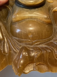 Rare sculpture de Bouddha en corne de rhinoc&eacute;ros, Chine, 19&egrave;me