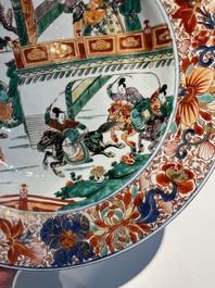 Paire de plats en porcelaine de Chine famille verte &agrave; d&eacute;cor de l'Emp&eacute;reur Yang, Kangxi