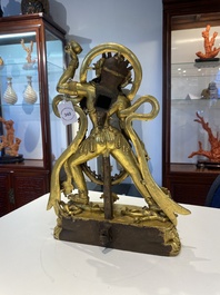 Statuette de Sarvabouddha Dakini en bronze dor&eacute;, Sino-Tibet, probablement 15&egrave;me